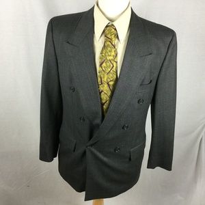 40R Hugo Boss Gray Plaid Cashmere Wool Double Mens